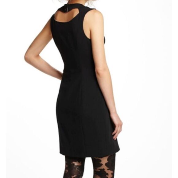 ~ Anthropologie 00 Cocktail Mini Dress Black Cutout Collar Lined Sleeveless XS - Picture 3 of 15